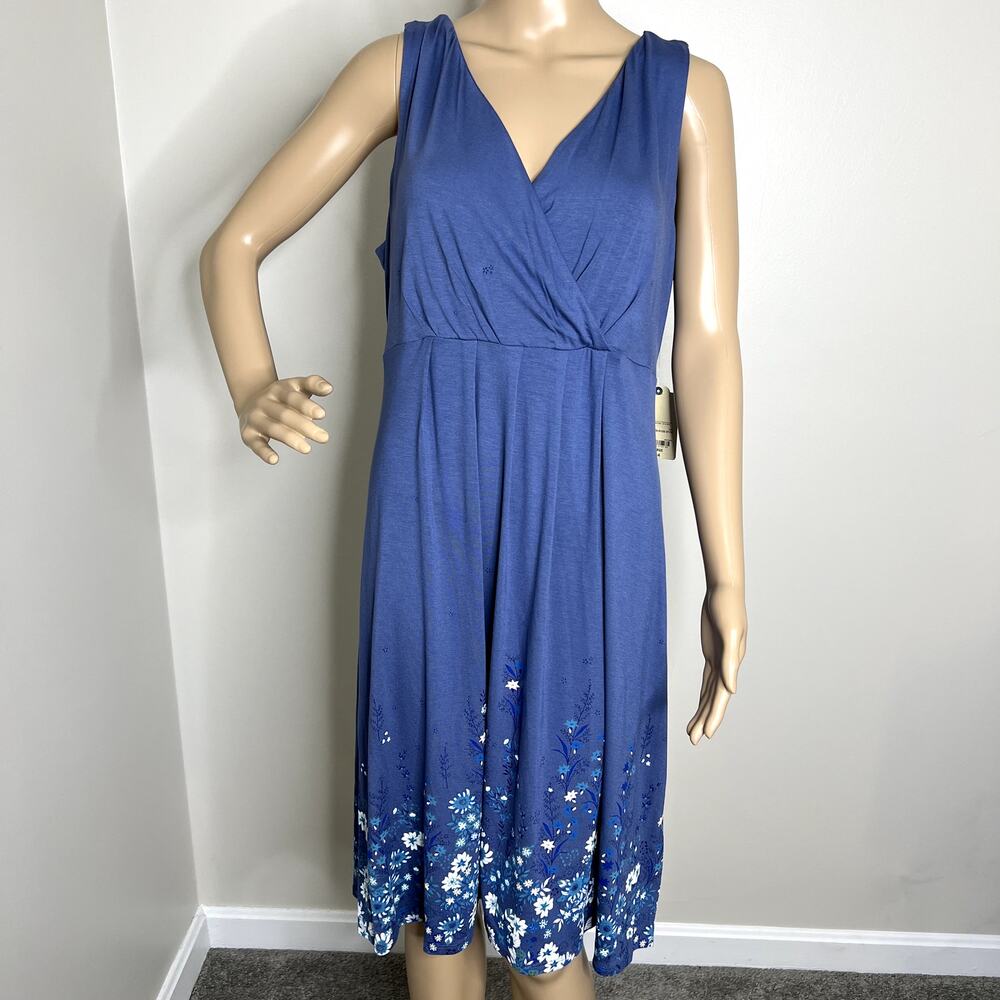 St John's Bay Blue Floral Patterned Tank Dress